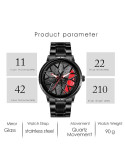 Men's Car Wheel Watch with Spinning Car Rim Hub Design|| Analog Stainless Steel || Quartz Movement|