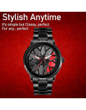 Men's Car Wheel Watch with Spinning Car Rim Hub Design|| Analog Stainless Steel || Quartz Movement|