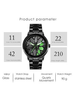 WATCHVERSE Men's Car Wheel Watch with Spinning Car Rim Hub Design|| Analog Stainless Steel || Quartz Movement
