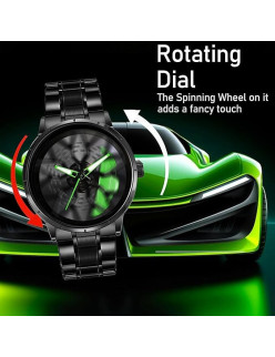 WATCHVERSE Men's Car Wheel Watch with Spinning Car Rim Hub Design|| Analog Stainless Steel || Quartz Movement