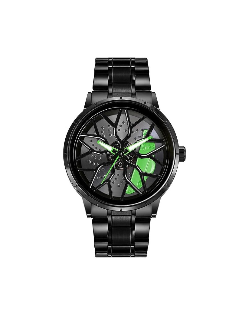 WATCHVERSE Men's Car Wheel Watch with Spinning Car Rim Hub Design|| Analog Stainless Steel || Quartz Movement
