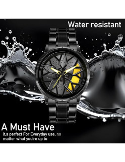 WATCHVERSE Men's Car Wheel Watch with Spinning Car Rim Hub Design|| Analog Stainless Steel || Quartz Movement