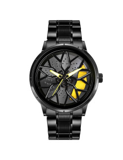 WATCHVERSE Men's Car Wheel Watch with Spinning Car Rim Hub Design|| Analog Stainless Steel || Quartz Movement