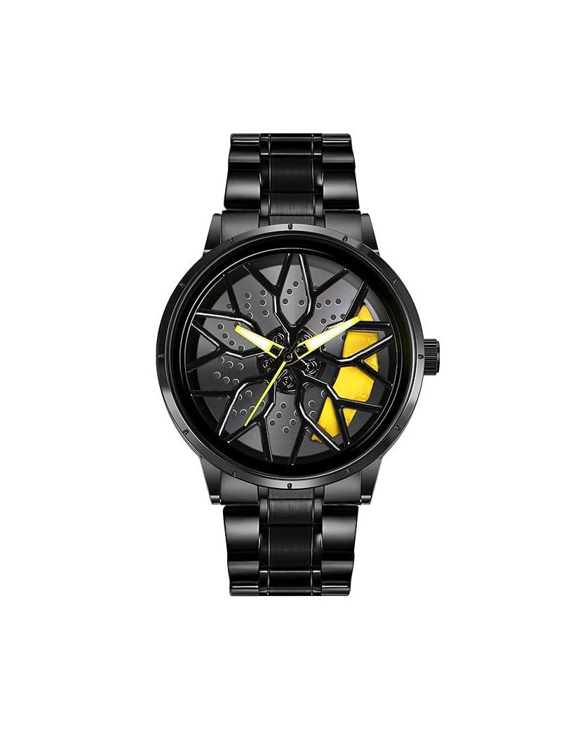 WATCHVERSE Men's Car Wheel Watch with Spinning Car Rim Hub Design|| Analog Stainless Steel || Quartz Movement